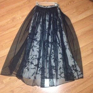 Dana Buchman silk luxe layered floral maxi skirt